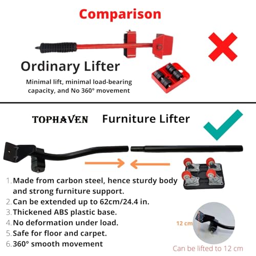 Heavy Duty Furniture Lifter with 360° Roller Pads for Easy Moving