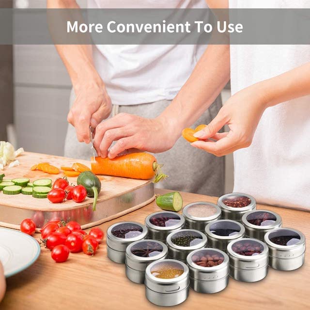 9-Piece Stainless Steel Magnetic Spice Rack for Organized Kitchen