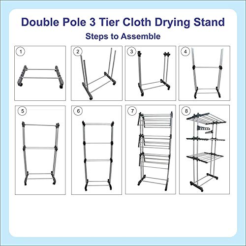 Heavy Duty Clothes Drying Stand with Wheels for Easy Mobility