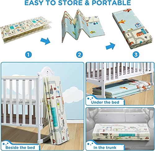 Extra Large Reversible Baby Play Mat - Safe, Waterproof & Portable