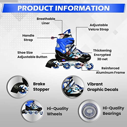 Adjustable Inline Skates for Kids with LED Lights - Perfect for Outdoor Fun