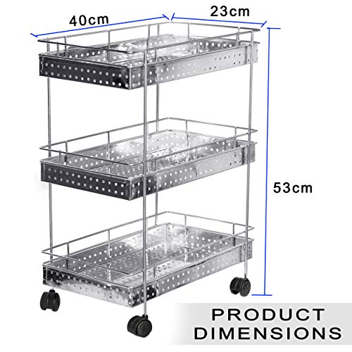 3 Layer Stainless Steel Kitchen Trolley for Versatile Storage Solutions