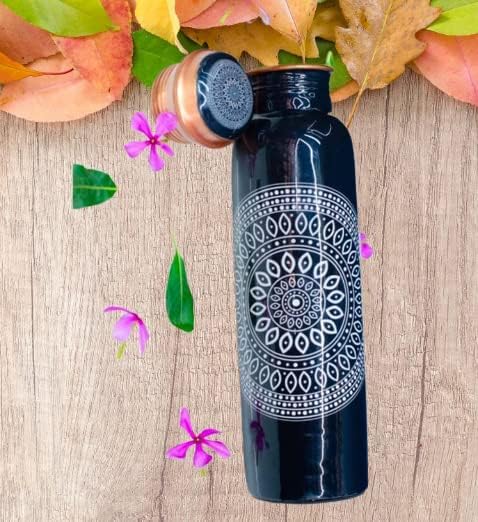 Floral Printed Copper Water Bottle 1000 ML - Eco-Friendly Hydration