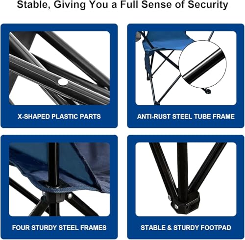 Portable Folding Camping Chair with Arm Rest & Glass Holder for Outdoor Fun