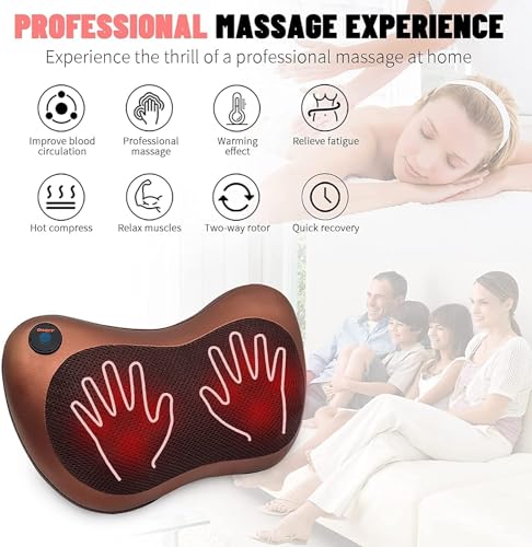 2 in 1 Neck and Back Massage Pillow for Home & Car Relaxation