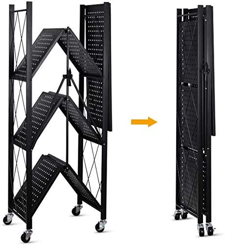 4 Layer Foldable Storage Rack for Kitchen & Home Organization