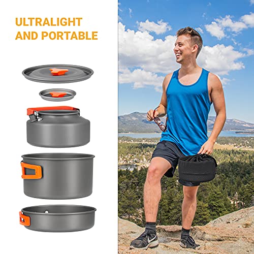 Camping Cookware Set for 2-3 people | compact nesting mess kit for ...