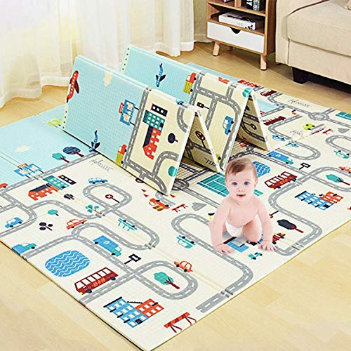 Extra Large Reversible Baby Play Mat - Safe, Waterproof & Portable