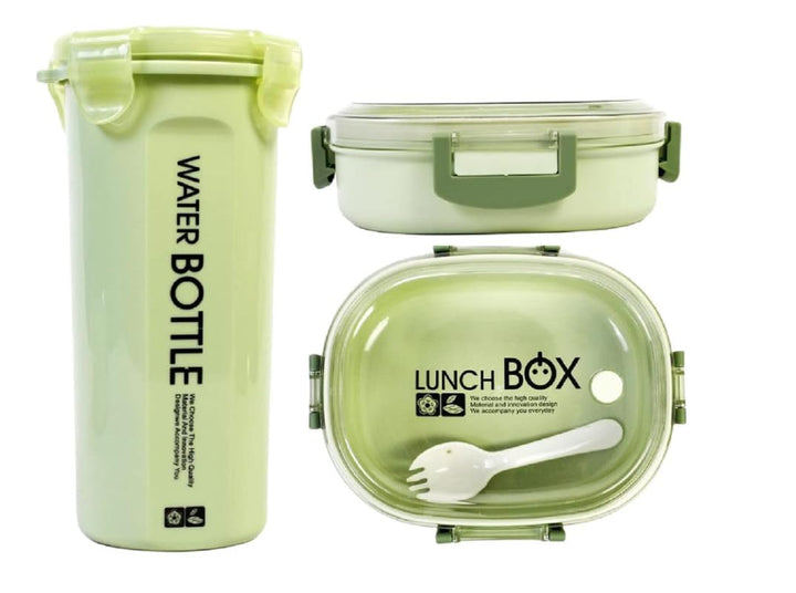 Durable 2 Compartment Lunch Box with Water Bottle for Kids & Adults