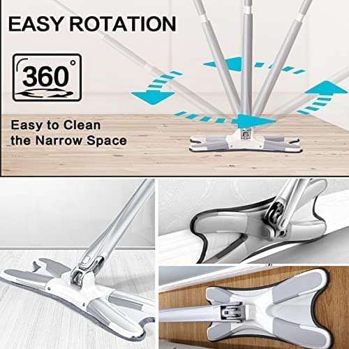 Microfiber Spray Mop with Removable Washable Pad and Extendable Handle | Wet and dry cleaning without a bucket | 360° swivel flat head reaches corners and under furniture | Ergonomic long pole protects your back | Reusable absorbe