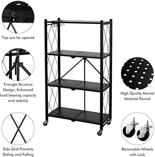 4 Layer Foldable Storage Rack for Kitchen & Home Organization