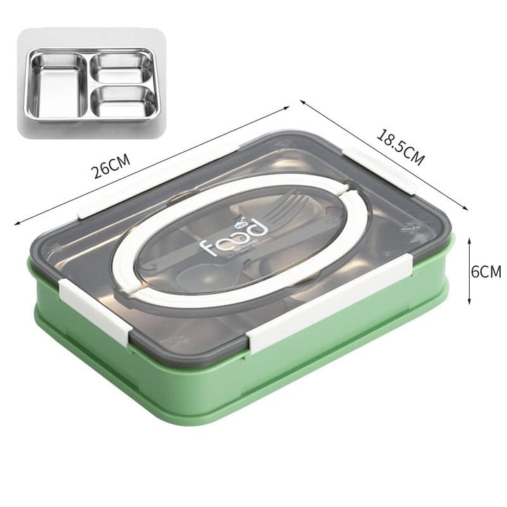 Durable Stainless Steel 4 Compartment Lunch Box for Kids & Adults