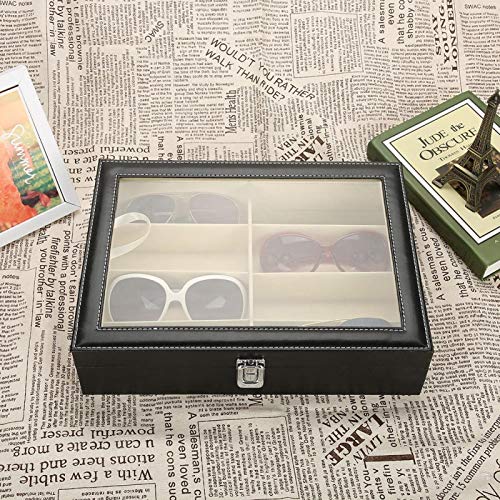 Elegant PU Leather Sunglasses Storage Box with Transparent Cover