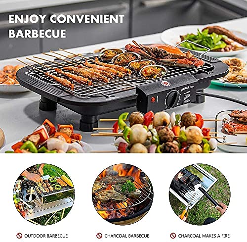 Electric Smokeless Barbecue Grill with Adjustable Temperature Control