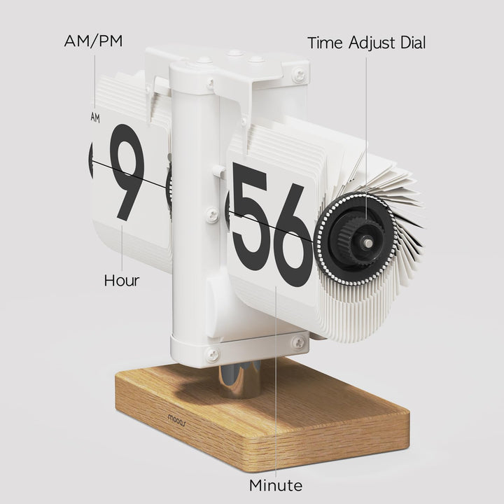 Classic Modern Wood Flip Desk Clock | Retro Analog Design for Home