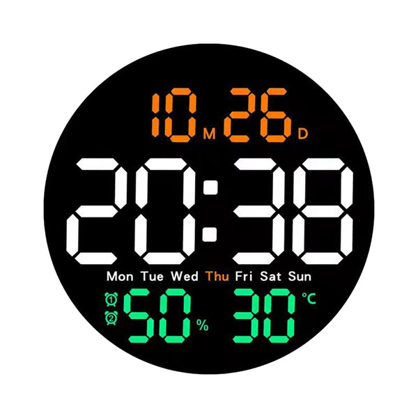 Digital Wall Clock with Temperature Meter & Remote Control – Multicolor