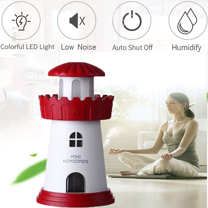 LED Lighthouse Air Freshener Humidifier with Adjustable Night Light