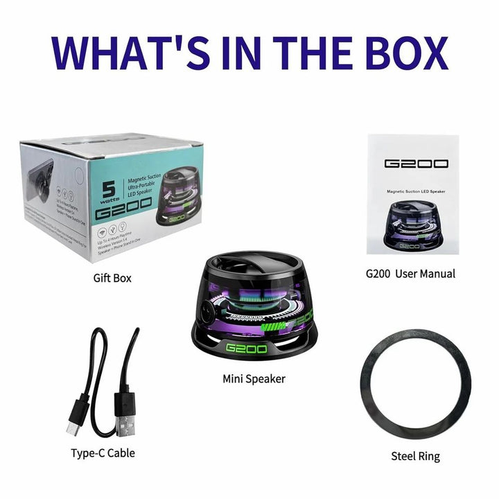 G200 Magnetic Bluetooth Speaker – Powerful Sound & RGB Light Show