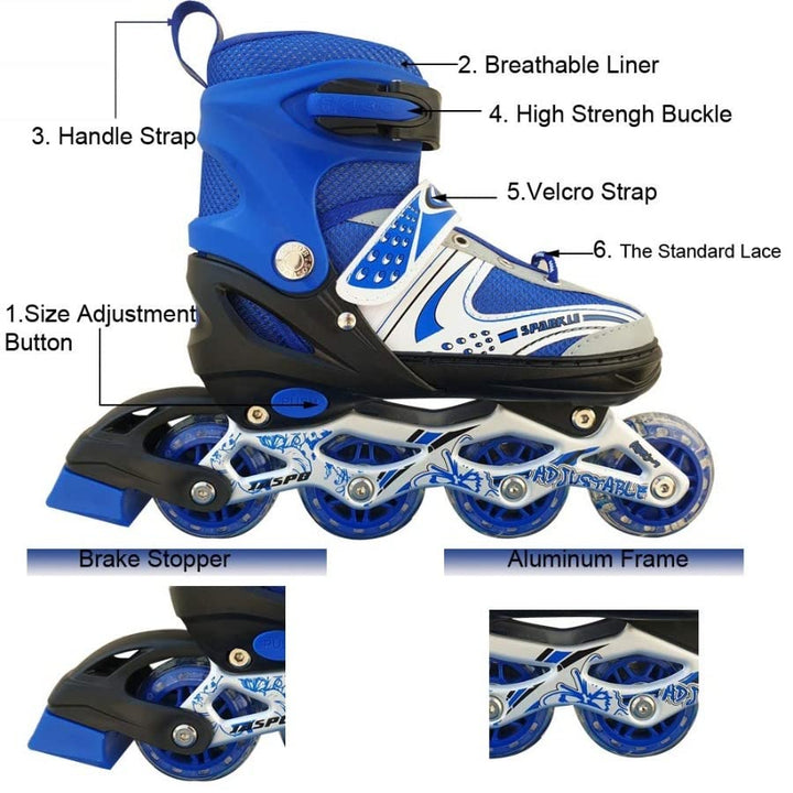 Adjustable Inline Skates for Kids with LED Lights - Perfect for Outdoor Fun