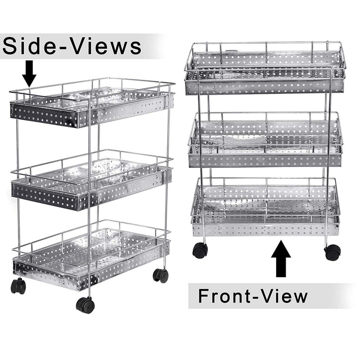 3 Layer Stainless Steel Kitchen Trolley for Versatile Storage Solutions