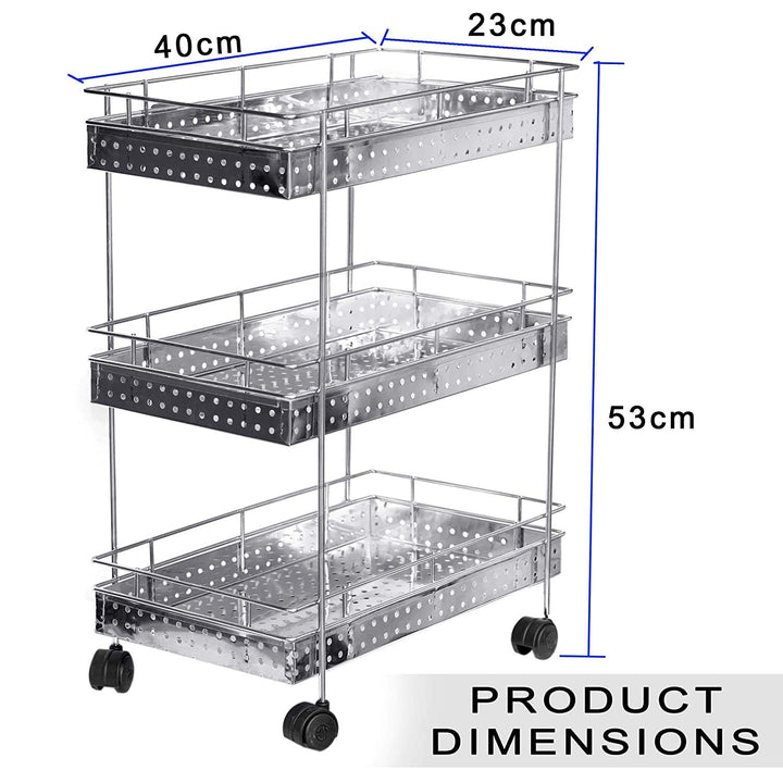 3 Layer Stainless Steel Kitchen Trolley for Versatile Storage Solutions