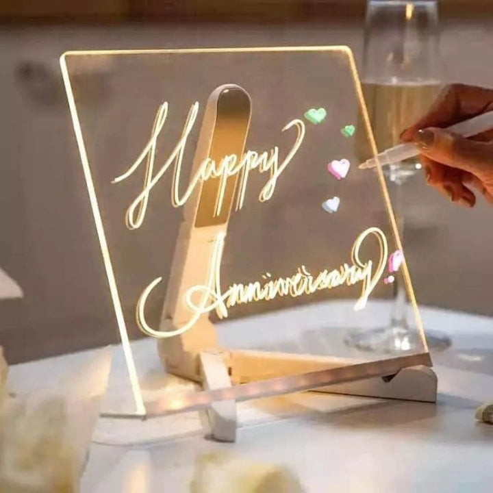 3D Acrylic Writing Pad - Reusable LED Message Board for Home & Office