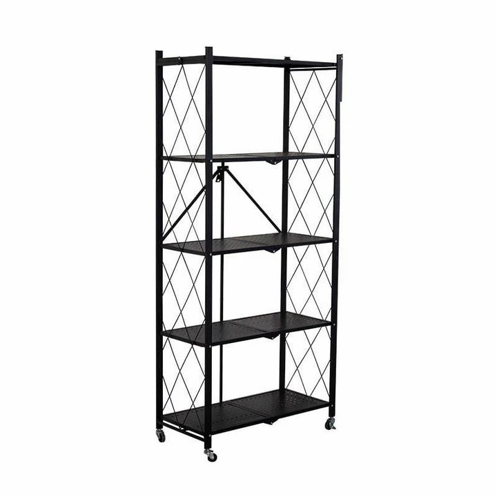 Versatile Foldable Multi-Layer Steel Kitchen Shelf with Wheels