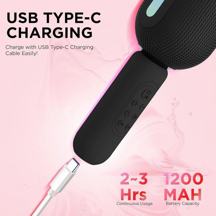 Wireless Karaoke Microphone with RGB Lights & DSP Sound Technology