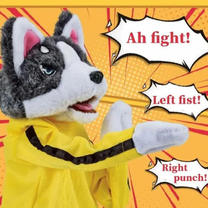 Jouet en peluche Husky Kung Fu pour enfant, poupée-gant, marionnette de main Boxer, jouet interactif chien, jeu de société pour fête