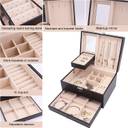 Elegant PU Leather Jewelry Box Organizer with Lock & Mirror for Travel