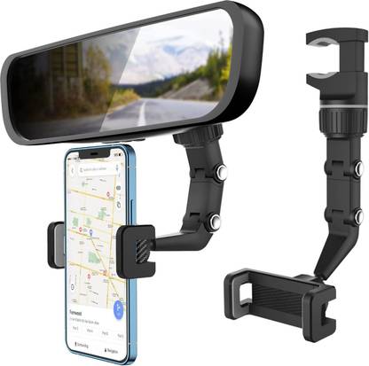 Universal Car Rear View Mirror Phone Holder - 360° Rotatable Design