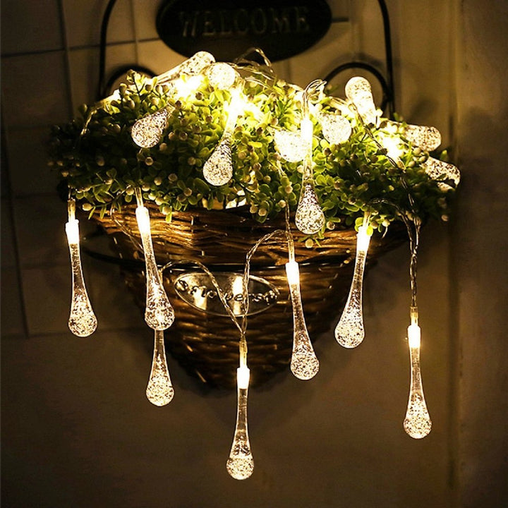Enchanting Solar Crystal Waterdrop String Lights for Outdoor Decor