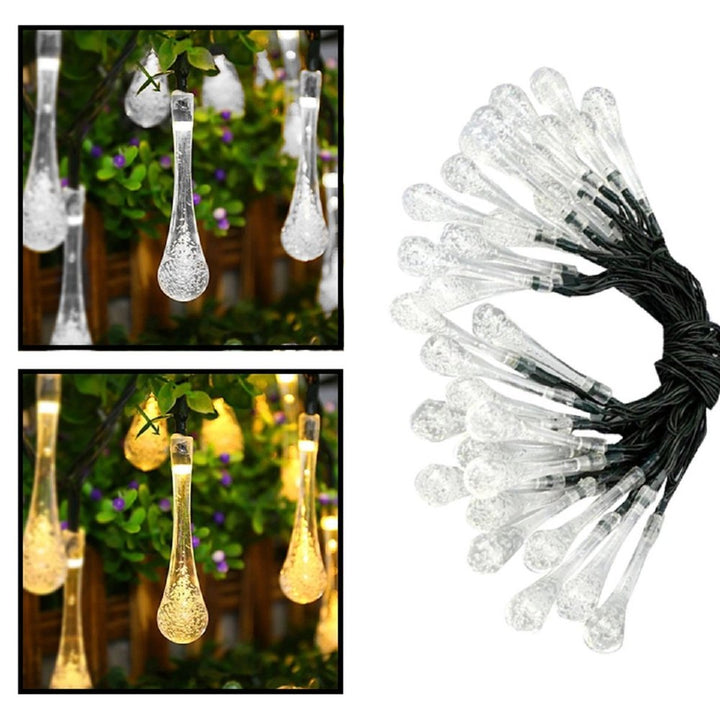 Enchanting Solar Crystal Waterdrop String Lights for Outdoor Decor